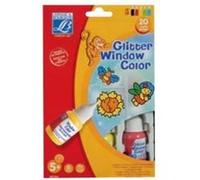 Lefranc Bourgeois Window Color Glitter - Peinture - noir, rouge, bleu, vert, jaune (pack de 5) G