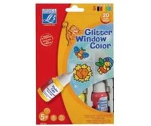 Lefranc Bourgeois Window Color Glitter - Peinture - noir, rouge, bleu, vert, jaune (pack de 5) G