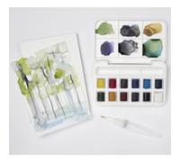 Winsor & Newton Cotman Aquarelle Set De Poche 12 Demi-Godets - Pinceau à Réservoir D'Eau