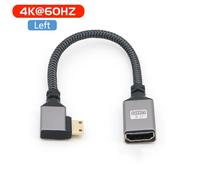 Left 0.2m Mini câble coudé femelle compatible HDMI vers HDMI, conversion vidéo standard, utilisé pour la caméra allergique, 4K ""Nipseyteko