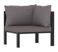 Left Arm Sectional Wicker Patio Sofa with Cushions, Outdoor Modular Corner Rattan Furniture Set for Garden, Poolside & Balcony, Anthracite Resin & Dark Gray Weather-Resistant Aluminum Frame