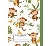 Left-Handed Primary Composition Notebook for K-2 - Monkey Theme Early - Wide Ruled, Dotted Midline & Picture Box - Right Side Binding Improves Posture While Writing