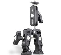 Leftfoto Extension de montage pour selfie GoPro Hero 12 11 10 DJI Action 4 3 Insta360, pince universelle super crabe avec double rotule à 360° bras magique pour vélo, moto, extérieur, caméra Vlog