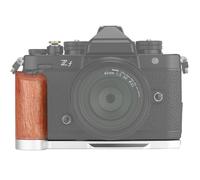 Leftfoto zf Support rétro en L avec poignée en bois rose pour appareil photo Nikon ZF, avec dessous intégré et plaque de dégagement rapide Arca (argent)