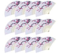 LEFTSTARER Lot de 12 éventails pliables en forme de fleur de cerisier - Décoration japonaise chinoise - Pour fête, spectacle, danse, mariage, cadeaux (12 éventails de cerisier)