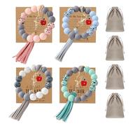 LEFTSTARER Lot de 4 bracelets de reconnaissance pour enseignants, cadeaux en vrac pour femme avec cartes de remerciement de la part d'un étudiant, bracelet en silicone pour enseignant, One Size