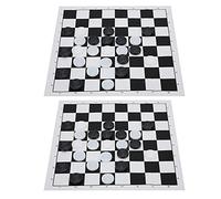 Leftwei 2 Jeux de Dames Internationaux, Jeu de société Portable Léger en Damier Pliable avec Film Plastique, pour Les Voyages, Le Camping, Les Fêtes en Famille