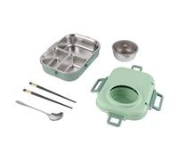 Leftwei Boîte à Déjeuner Thermique, Récipient Alimentaire isolé, Boîte en Acier Inoxydable à Compartiment Double Couche de 1100 Ml avec Bol à Soupe, Baguettes et Cuillère, Idéale pour les Adultes