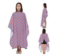 Leftwei Cape de Barbier Durable, Imperméable et Confortable, Enveloppe de Coiffure pour Adultes et Enfants, 160 X 140 Cm (Rayures rouges, blanches et bleues)