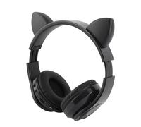 Leftwei Casque Bluetooth en Forme d'oreille de Chat, écouteurs sans Fil élégants avec Microphone pour Enfants et Adolescents, Matériau ABS (Black)