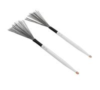 Leftwei Jeu de Brosses à Tambour à Double Usage, Polyvalentes en érable avec Fil en Caoutchouc et en Acier, Parfait pour les Tambours de Jazz et la Pratique, 2 Pièces (WHITE)