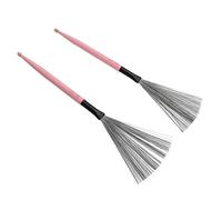 Leftwei Jeu de Brosses à Tambour à Double Usage, Polyvalentes en érable avec Fil en Caoutchouc et en Acier, Parfait pour les Tambours de Jazz et la Pratique, 2 Pièces (PINK)