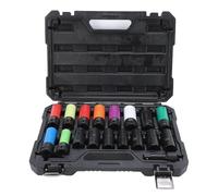 Leftwei Jeu de Douilles à Entraînement 1/2", Douille à Choc 6 Points en Acier Cr Mo pour écrous et Boulons Endommagés, avec Manchon de Protection pour écrous de Roue Antivol