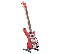Leftwei Modèle de Guitare Basse Miniature Rouge, Cadeau de Musique de Décoration d'instrument, Modèle de Guitare avec Support et étui en Bois, Idéal pour Noël, Cadeau d'anniversaire