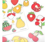 Leftwei Puzzle en Bois à Bouton, Jouet de Puzzle Cognitif en Bois pour Enfants, avec Poignée Ronde, Couleurs Vives, Motif de Fruits Animaux, Améliore la capacité Cognitive (A3016 (Fruits))