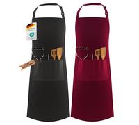 LEFUNDA® 2 Tabliers de Cuisine Imperméables avec 3 Poches Réglables BBQ Longues Bretelles pour Hommes Femmes Cuisine Restaurant Café