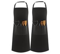 LEFUNDA® 2 Tabliers de Cuisine Imperméables avec 3 Poches Réglables BBQ Longues Bretelles pour Hommes Femmes Cuisine Restaurant Café