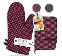 LEFUNDA® Gants de Cuisine et maniques Cuisine (Set de 4), Gant Cuisine résistants à la Chaleur en Coton, Gant Barbecue, Gants de Four pour Cuire, Cuisiner, Griller BBQ Gants