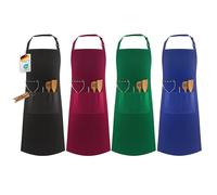 LEFUNDA Tablier de cuisine 4, imperméable, 3 poches, réglable avec de longues bretelles, pour homme et femme, cuisine, barbecue, restaurant, café, grill, serveur, chef, noir, bleu, rouge, vert