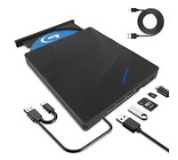 Lefunpets Lecteur Blu-Ray Externe 8 en 1, Lecteur Blu-Ray Portable USB 3.0 Type-C, Lecteur Optique Blu-Ray CD DVD 3D Portable pour Ordinateur Portable, PC de Bureau Windows 11 10