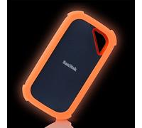 LEFXMOPHY Coque de rechange pour SSD externe portable SanDisk Extreme PRO V2 SSD 2000 Mo/s SSDE81 en silicone, orange phosphorescent (ne convient pas au SDSSDE61)