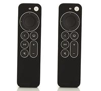LEFXMOPHY Lot de 2 coques de rechange pour télécommande Apple 4K 2021 Series 6 Génération 6ème génération, coque en silicone avec lanière Noir