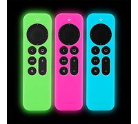 LEFXMOPHY Lot de 3 coques de protection pour télécommande Apple TV Siri 2021 2022 - Coque en silicone pour télécommande Apple TV 4K / HD Siri (2e génération/3e génération) - Vert, rose vif, bleu brillant dans le noir