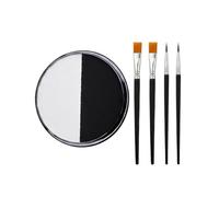 LEFZUR 5 Pièces Kit de Maquillage Halloween Visage, Peinture Visage Noir et Blanc à Base d'Eau, avec 4 Pinceaux, Maquillage Carnaval pour Visage, Body Painting, Déguisement, Théâtre, Non Toxique