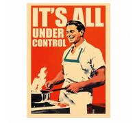 LEFZUR Tableau Humoristique 20x30 cm avec Texte It's All Under Control, Toile Impression Haute Résolution, Décoration Murale Amusante pour Cuisine, Salon et Bureau, Idée Cadeau Originale