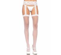 Leg Avenue 1767 Bas Extra-Fins avec Dentelle avec Porte-Jarretelle Blanc Tu Eur 34-38