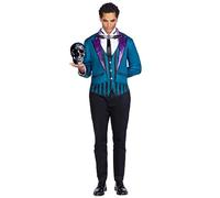 Leg Avenue 2 PC Victorian Butler, includes striped vest and jacket combo with velvet lapels and dickey with batwing bow tie