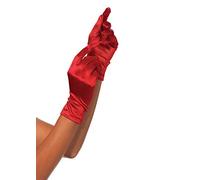 Gants satin rouge - Taille: Taille unique 1, Couleur: Rouge