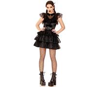 Leg Avenue 3 PC Raving Rebel, includes velvet and lace dress with organza tiered skirt, belt, and knife hair clip