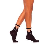 Leg Avenue 3937 Socquettes Opaques Chat Noir avec Partie Transparente Taille Unique 34-40