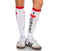 Leg Avenue 5606 One Size 6 to 12 White/Red Cocktails Woven Knee Socks with Elastic Cuff