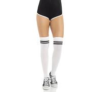 Leg Avenue 691922008 Chaussettes Athlète Mi-Cuisse avec 2 Rayures sur la Partie Supérieure Taille Unique 34-40