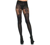 Leg Avenue 7132 Collant Spandex Opaque avec Jarretelles Florales Tissées Noir Taille Unique 36-40