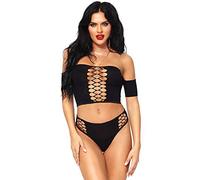 Leg Avenue 81572 Haut Court Opaque & String Noir Taille Unique EUR 34-38