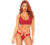 Lingerie Sexy Femme Soutien-Gorge en Dentelle et String à Lanière - LEG AVENUE