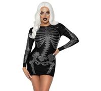 Leg Avenue 86928-00102 Spandex Rhinestone Skeleton Dress, Medium, Black Squelette Adult Sized Costumes, Women, 86928 00102, Noir, M