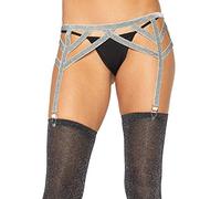 Leg Avenue 8887 Porte-Jarretelles Élastique en Lurex Argent Taille Unique EUR 34-38