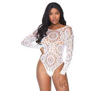 Leg Avenue 89161 Body String à Manches Longues avec Fermeture à Pressions Blanc Taille S/M EUR 38-40