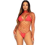 Leg Avenue 89210 Body Col Haut en Maxi Résille Rouge Taille Unique EUR 34-38
