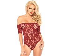 Leg Avenue 89234 Nuisette en Dentelle Florale Festonnée Bourgogne -M/L EUR 42-44