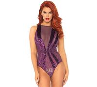 Leg Avenue 89236 Body en Velours/Dentelle Florale Violet -M EUR 40-42