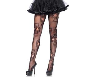 Leg Avenue 9982 Tête de Mort Collant Résille avec Pointe Renforcée Taille Unique 34-40
