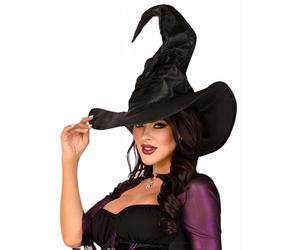 Leg Avenue - A2741 - Accessoire Pour Déguisement - Chapeau - Modèle A2741 - Grand Chapeau De Sorcière Froncé - Taille Unique - Noir