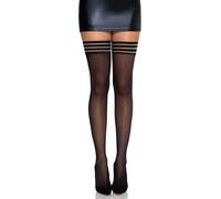 Leg Avenue Bas Auto fixant avec Jarretière à Lignes Taille Unique