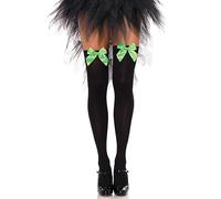 Leg Avenue Bas Autoportant en Nylon avec Nœud Taille Unique Noir/vert