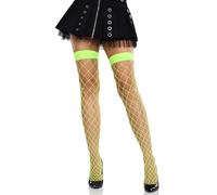 Leg Avenue Bas de cuisse en filet pour femme, vert fluo, taille unique, vert fluorescent, Taille unique